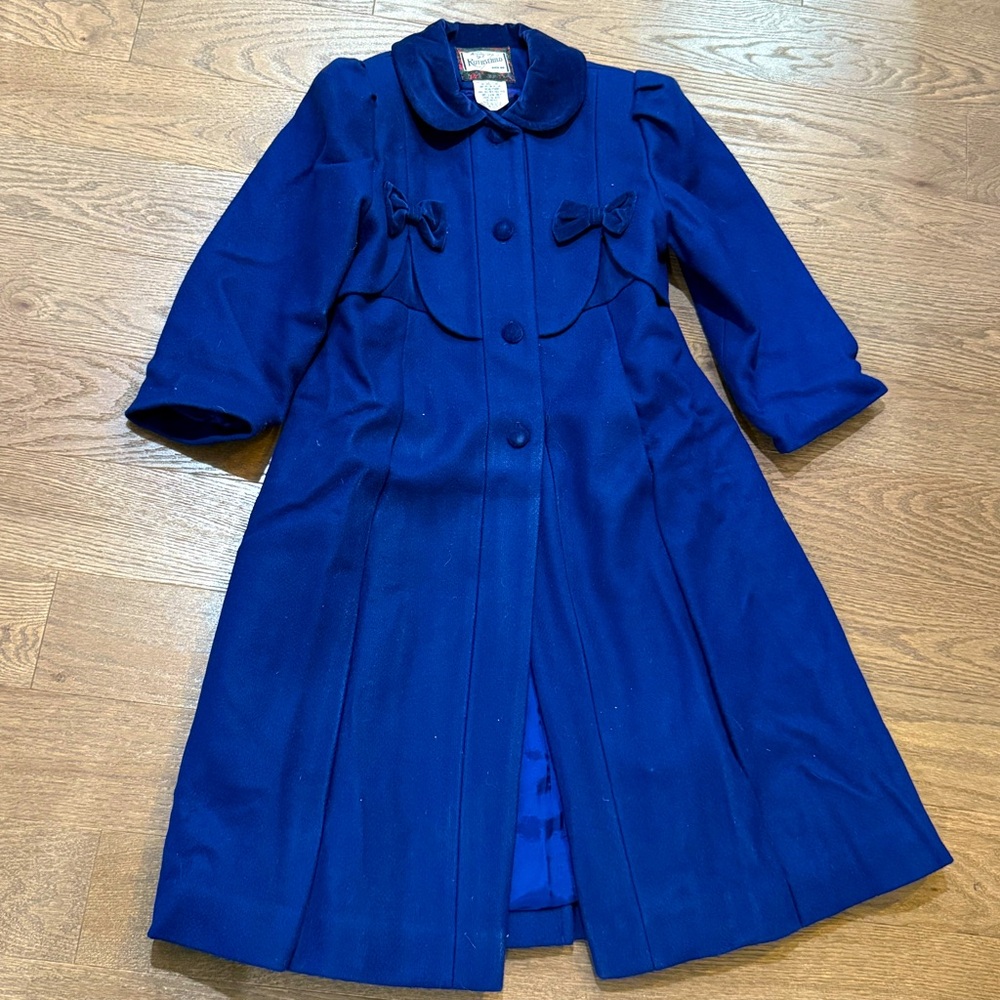 Vintage Rothschild navy wool coat with bow accents